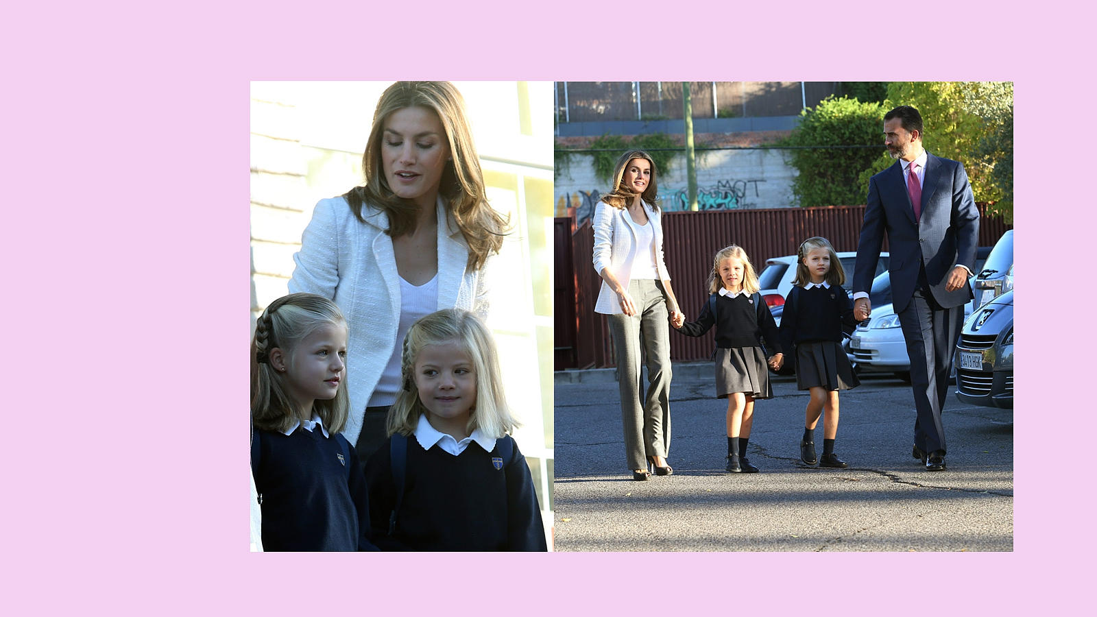 El primer día de colegio, la Princesa Leonor y la Infanta Sofía disfrutan de la compañía de los Reyes 