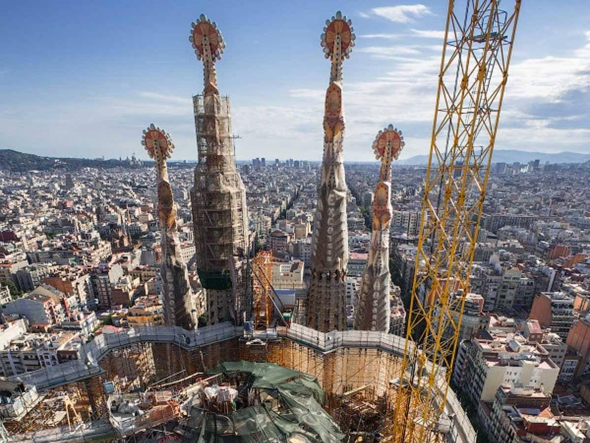 La Sagrada Familia también fue uno de sus escenarios. Esta fotografía está tomada desde el tejado de la obra de Gaudí