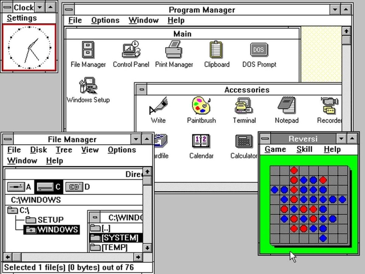 Windows 3.0: Un sistema ya con registros 32 bits y que se convirtió en estándar de oficina