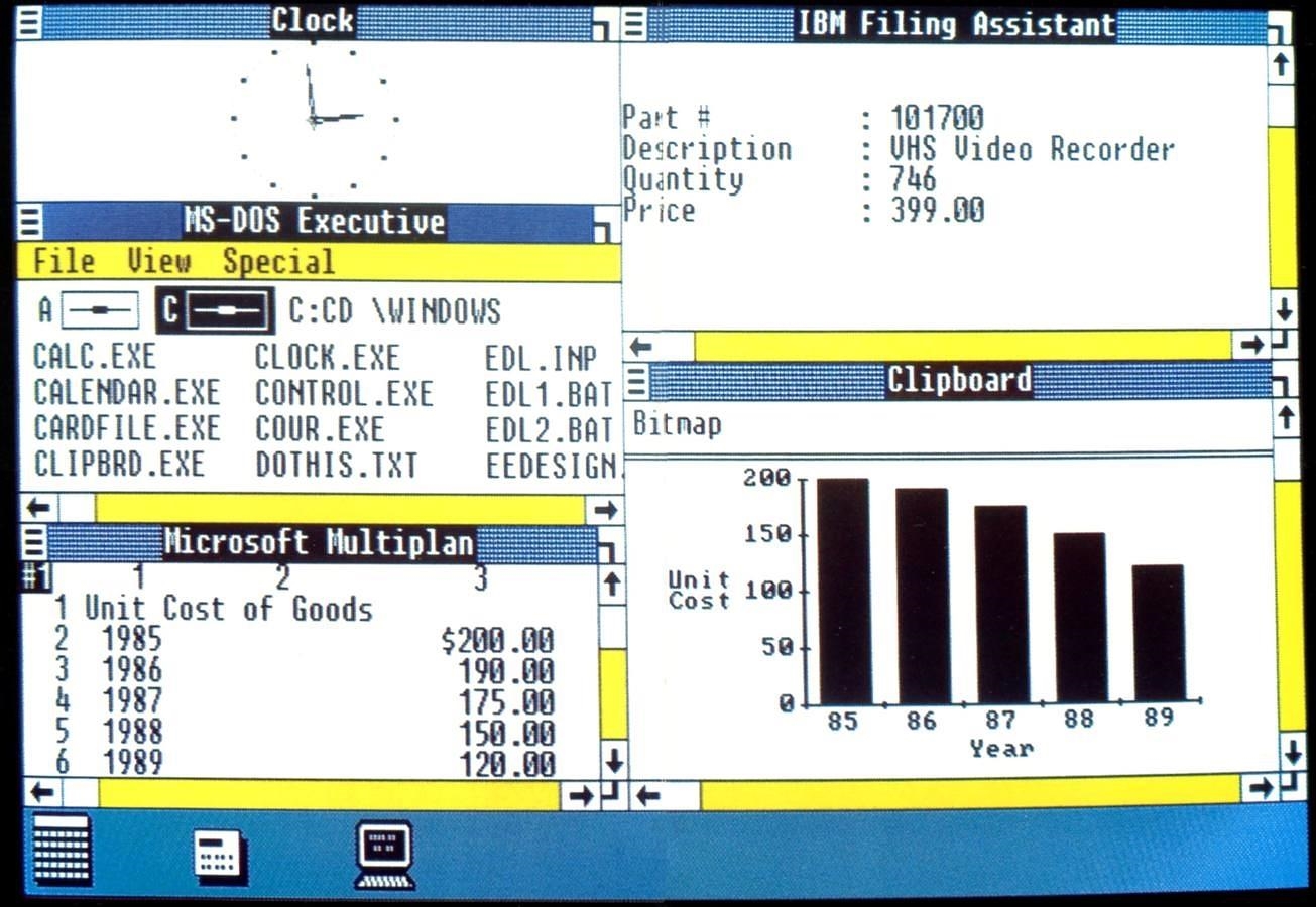 Windows 1.0: Una interfaz para MS-DOS más que un sistema operativo.
