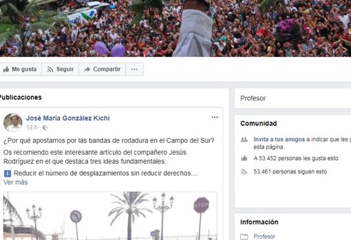 El Facebook de Kichi tiene casi 53.500 seguidores