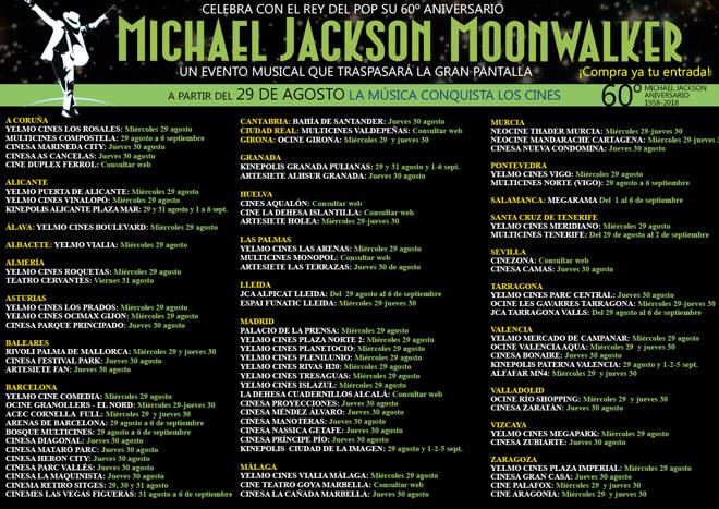 Algunos de los cines donde se podrá ver de nuevo «Moonwalker»